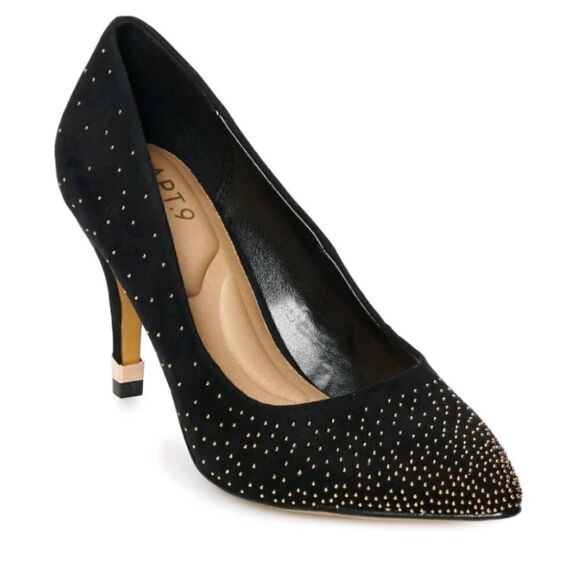 Apt. 9 Accent Studded Black Heels - Picture 1 of 9